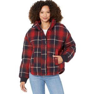 Levi's Stand Collar Wool Puffer Plaid Jacket